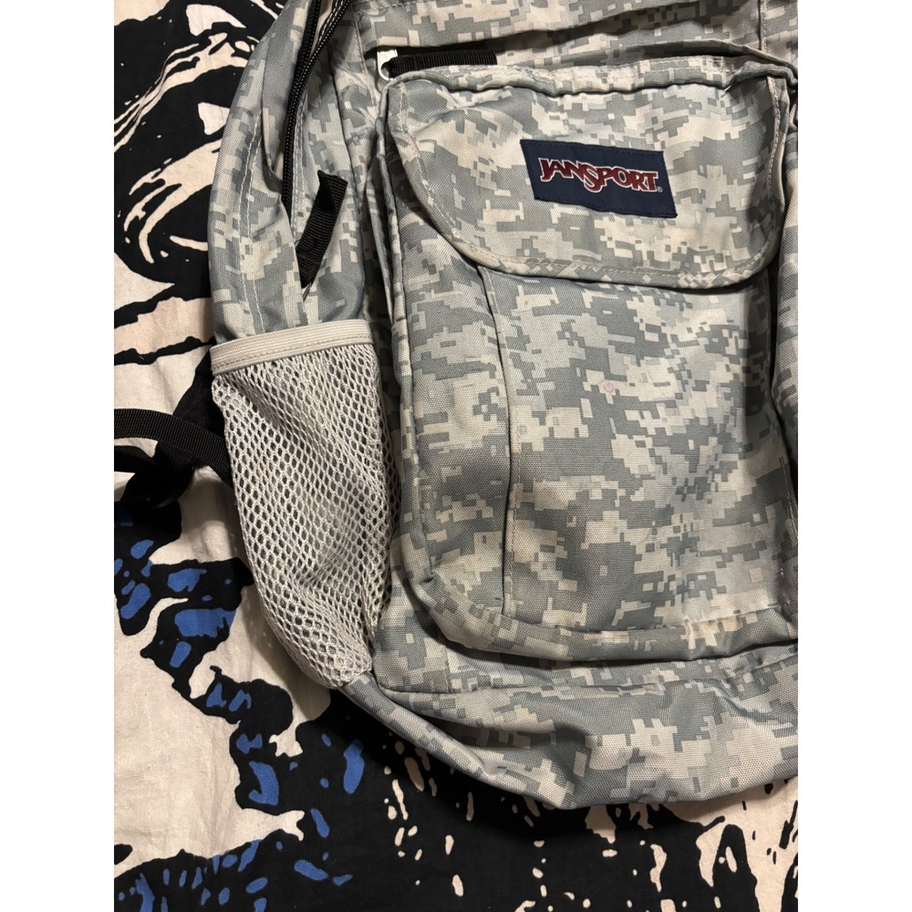 JanSport Digital Camo Backpack Grey Pixel Camouflage School Bag Travel Daypack